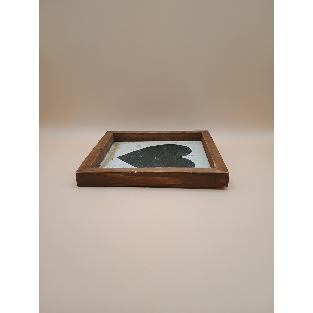 Farmington Rustic Wood Framed Black Heart Wall Decor Farmhouse Sign 7x7 - Picture 5 of 8